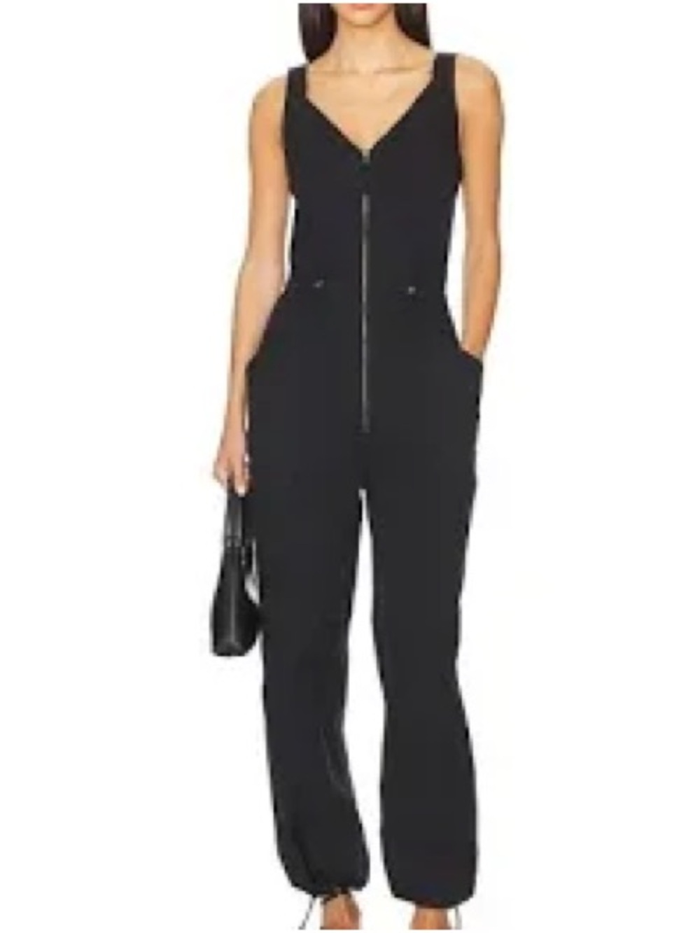pistola Black Zip-Front Sleeveless Jumpsuit